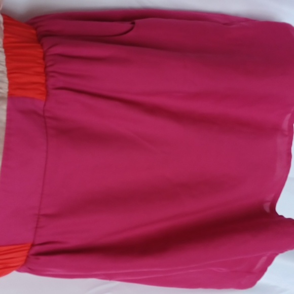 Paisley & Ivy Short Sleeve Mini Dress with V-Neck Back Cutout- Pink, lined skirt - Picture 4 of 8